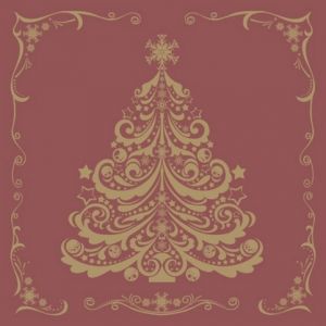 Ubrousky Daisy vánoční Gold Christmas Tree on Claret