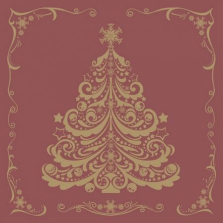 Ubrousky Daisy vánoční Gold Christmas Tree on Claret