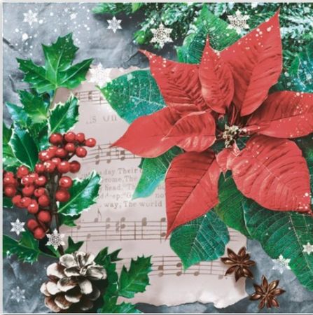 Ubrousky Maki vánoční Festive Poinsettia with Hollyberry