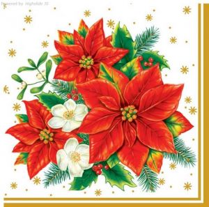 Ubrousky Maki vánoční Poinsettia Bouquet White