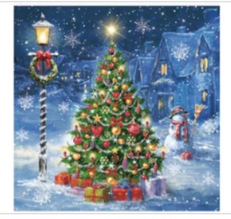 Ubrousky Maki vánoční Ubrousek 33x33cm Vánoční stromeček v noci