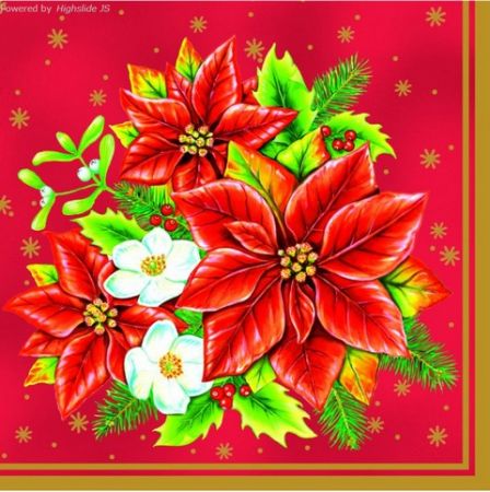 Ubrousky vánoční MAKI Poinsettia Bouquet Red