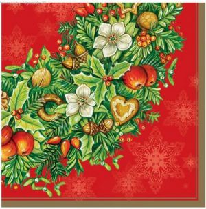 Ubrousky vánoční MAKIChristmas Wreath Red