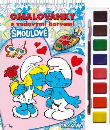 Omalovánky s vodovými barvami a štětcem - Šmoulové