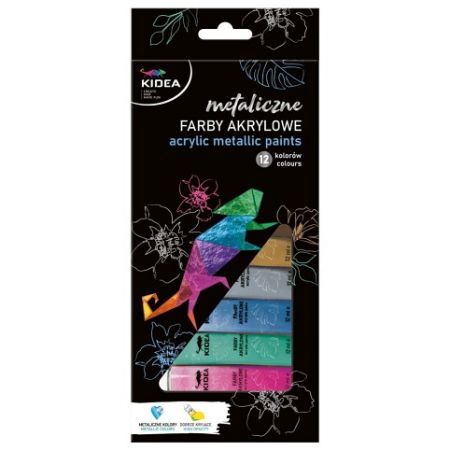 Akrylové barvy metalické 12 ks 12 ml KIDEA