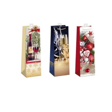 ARGUS Dárková papírová taška na víno (12 x 40 cm) mix 12 ks 08330006h