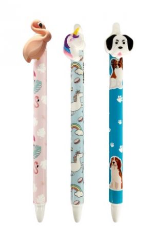 Gumovatelné pero CONCORDE Zvírátka, modrá nápln, 0,5mm