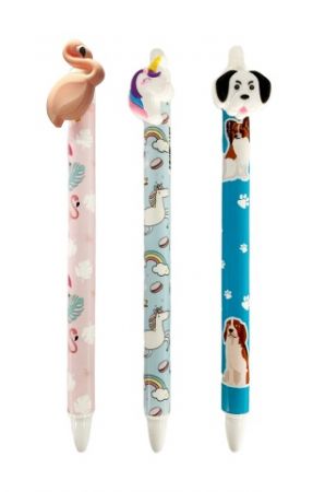 Gumovatelné pero CONCORDE Zvírátka, modrá nápln, 0,5mm