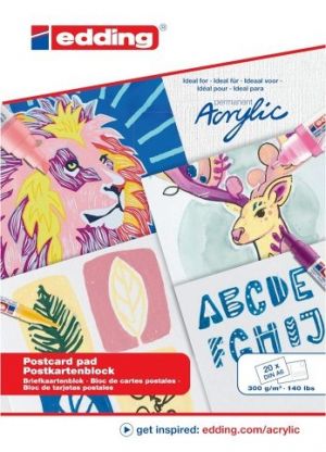 Blok pohlednic EDDING Acrylic A6, 20 listu, bílý