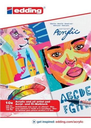 Blok pohlednic EDDING Acrylic A4, 10 listu, bílý