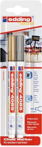 Krídový popisovac EDDING 4085/ 2 BL, zlatý a stríbrný