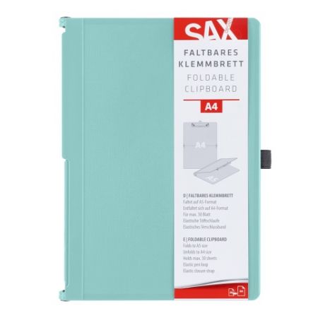 Uzavíratelné psací desky s klipem SAX A4, zelenomodré