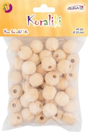 Dřevěné korálky natur 20 mm 40 ks