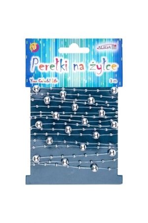 Vlasec 3 m se stříbrnými perličkami 3 a 8 mm