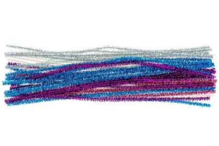 Drátky plyšové 6 mm x 30 cm metalický mix 40 ks