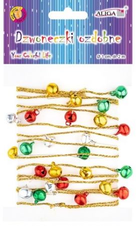 Rolničky MIX barev na zlatém provázku