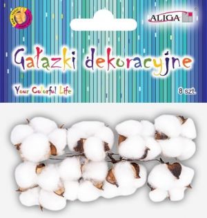 Dekorace na větvičce 8 ks - Bavlna