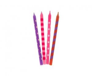 Dortové svíčky PUNTÍK 12cm 16ks růžový mix