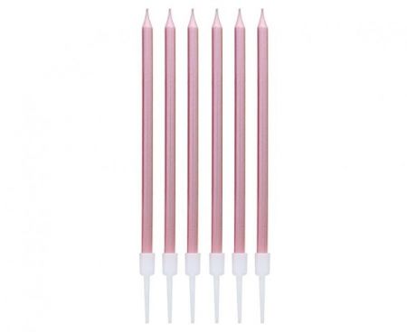 Dortové svíčky 13,5 cm 6 ks metalické rosegold