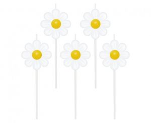 Dortové svíčky pikery 5 ks - Sedmikrásky obustranné