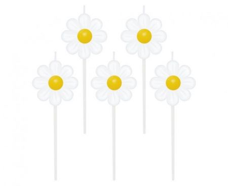 Dortové svíčky pikery 5 ks - Sedmikrásky obustranné