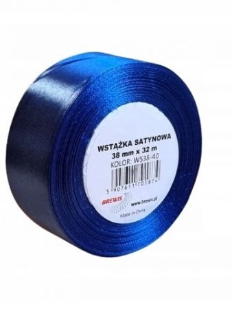 Atlasová stuha 38 mm tmavě modrá - 40