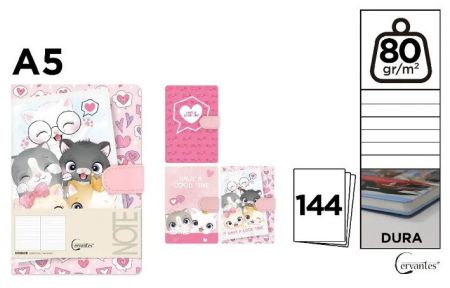 Notes A5 s magnetickým zavíráním 80g / m2 Kočky