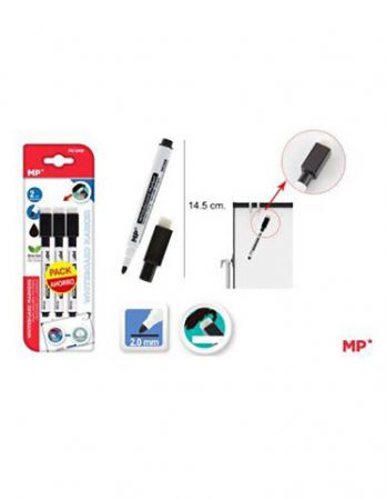 Popisovač na tabulku s houbičkou 3 ks černé na blistru