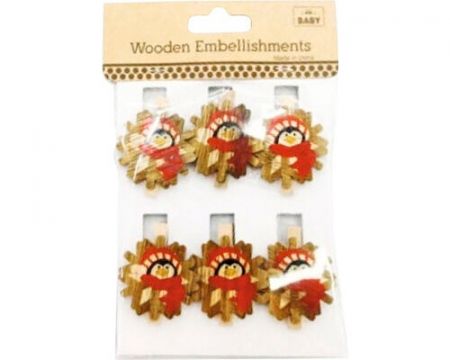 IMP kolíčky dřevěné 6ks vánoční