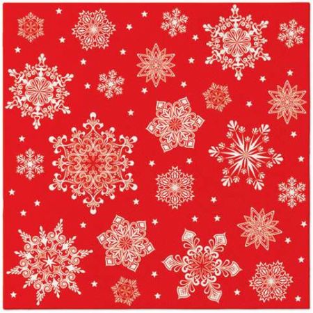 Papírový ubrousek Airlaid Snowflakes red