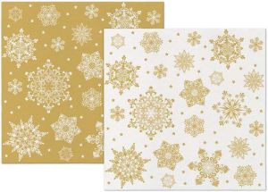 Papírový ubrousek Airlaid Snowflakes gold-white