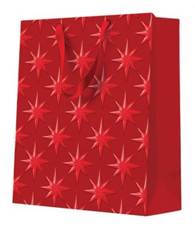 Vánoční papírová taška Paw Premium Pattern Embossed Stars střední