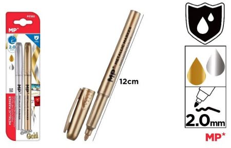 Popisovač permanentní zlatý a stříbrný na blistru