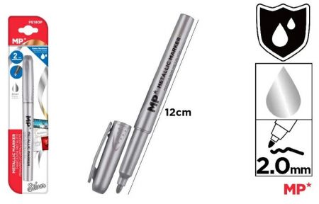 Popisovač permanentní na blistru - stříbrný