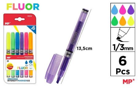 Zvýrazňovač 6 barev na blistru FLUO