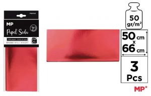 Hedvábný papír červený metalický 3 ks