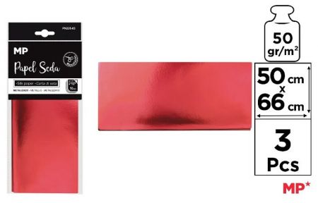 Hedvábný papír červený metalický 3 ks