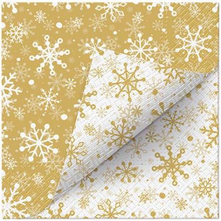 Ubrousky PAW Dekor L (20ks) Snowflakes Gold DD