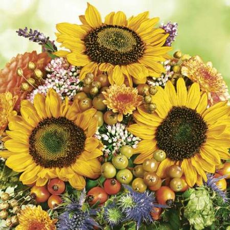 Ubrousky MAKI L (20ks) Autumn Bouquet with Sunflowers