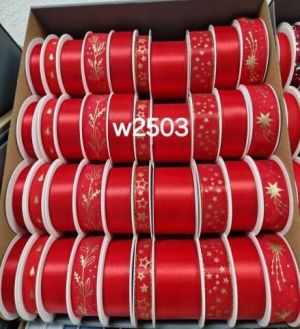 Vánoční stuhy s drátkem - červené mix 2503