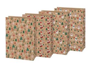 Sáček papírový vánoční KRAFT 4 26x36x12cm mix