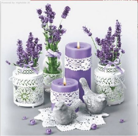 Lace flower pot with lavender SLOG 0521 01 (Krajkový květináč s levandulí)
