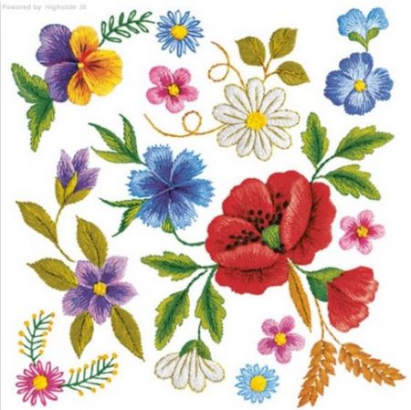 Mix of Embroidered Flowers SLOG 0609 01