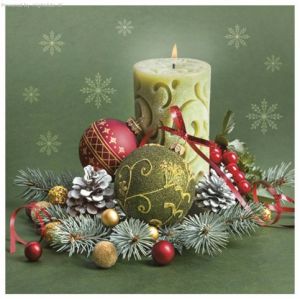  SLGW 023301 Ornate Candle and Bauble Composition