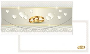 Dárková obálka na peníze nebo poukázky s motivem prstýnků