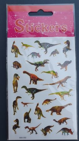 Nálepky samolepky dino, třpytivé 1 arch