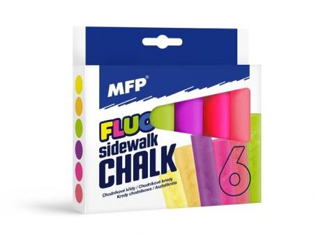 Křídy M chodníkové fluo kulaté 6ks mix barev