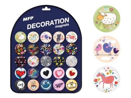 Magnet dekorační kulatý 3,5cm mix č.12