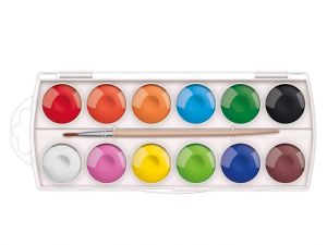 Barvy vodové 12 ks barev 30mm + štětec