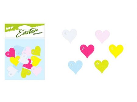 Dekorace srdce 2,5cm 12ks barevný mix